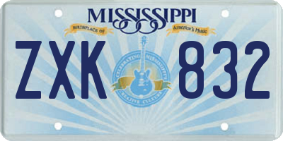 MS license plate ZXK832