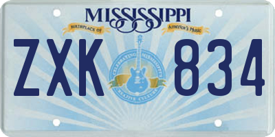 MS license plate ZXK834