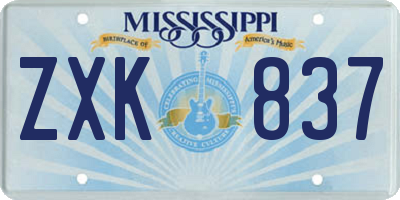 MS license plate ZXK837