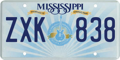 MS license plate ZXK838