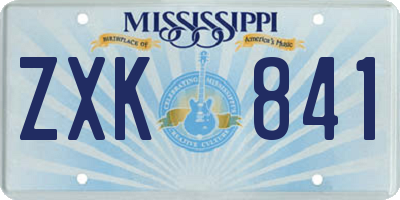 MS license plate ZXK841