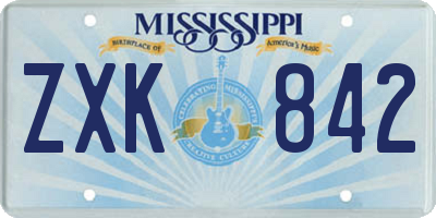 MS license plate ZXK842
