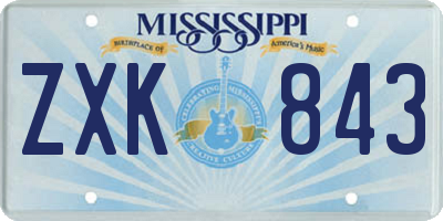 MS license plate ZXK843