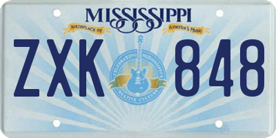 MS license plate ZXK848