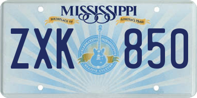 MS license plate ZXK850
