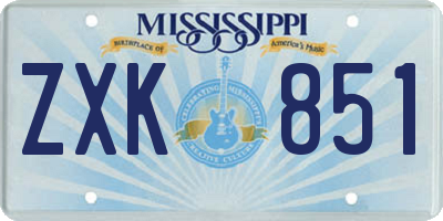 MS license plate ZXK851