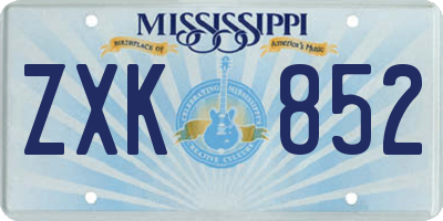 MS license plate ZXK852