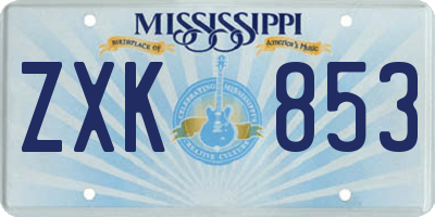MS license plate ZXK853