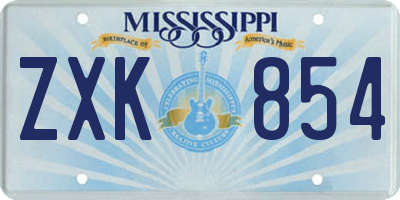 MS license plate ZXK854
