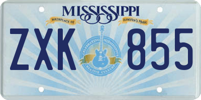 MS license plate ZXK855
