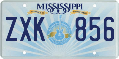 MS license plate ZXK856