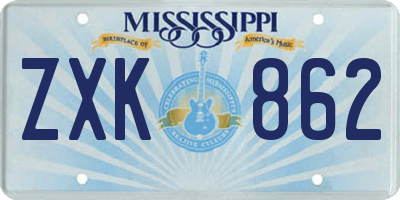 MS license plate ZXK862