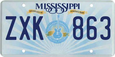 MS license plate ZXK863