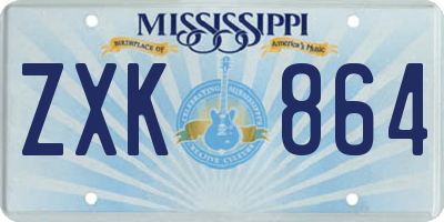 MS license plate ZXK864