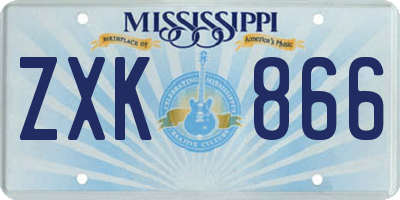 MS license plate ZXK866