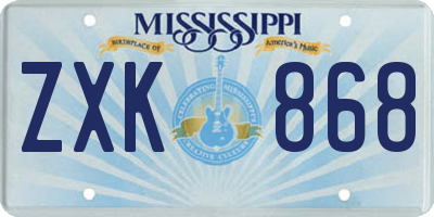 MS license plate ZXK868