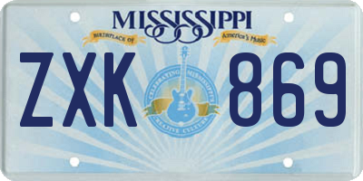 MS license plate ZXK869