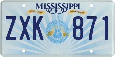 MS license plate ZXK871