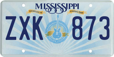 MS license plate ZXK873