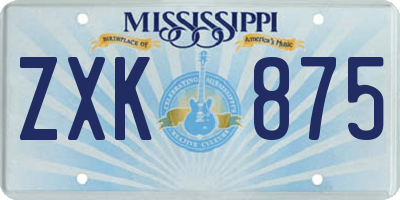 MS license plate ZXK875