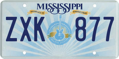 MS license plate ZXK877