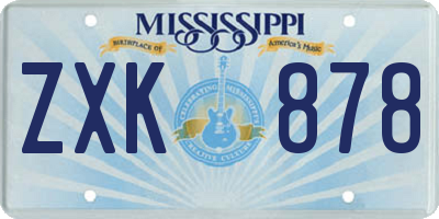 MS license plate ZXK878