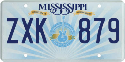 MS license plate ZXK879