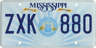 MS license plate ZXK880