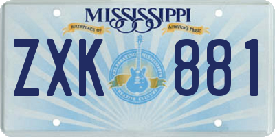 MS license plate ZXK881