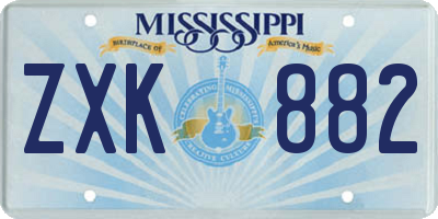 MS license plate ZXK882