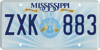 MS license plate ZXK883