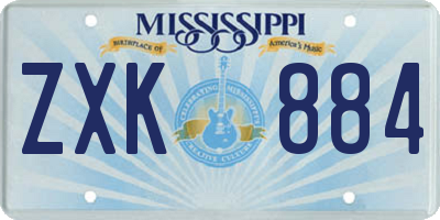 MS license plate ZXK884