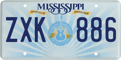 MS license plate ZXK886