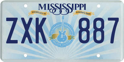 MS license plate ZXK887