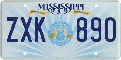 MS license plate ZXK890