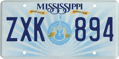 MS license plate ZXK894