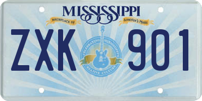 MS license plate ZXK901