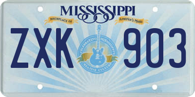 MS license plate ZXK903
