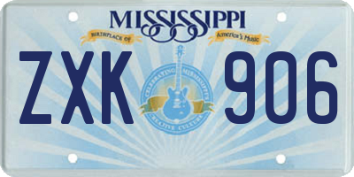 MS license plate ZXK906