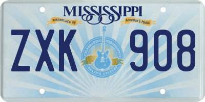 MS license plate ZXK908