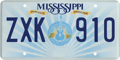 MS license plate ZXK910