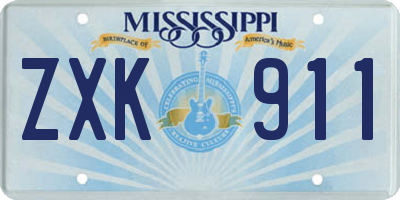 MS license plate ZXK911
