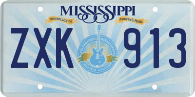 MS license plate ZXK913