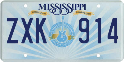 MS license plate ZXK914