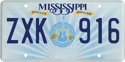 MS license plate ZXK916