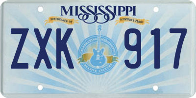 MS license plate ZXK917