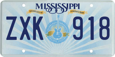 MS license plate ZXK918