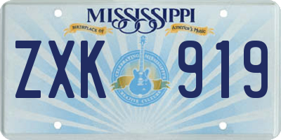 MS license plate ZXK919