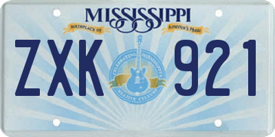 MS license plate ZXK921