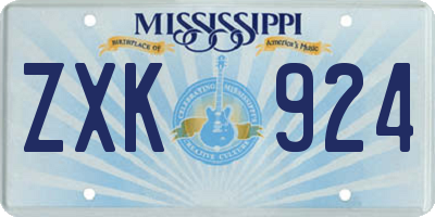 MS license plate ZXK924